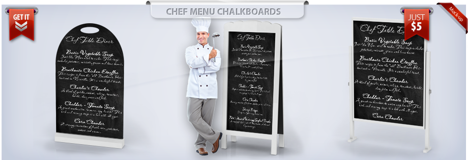 Chef Menu Chalkboards Mock-Up