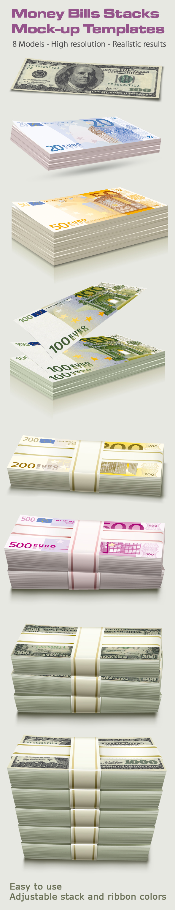 Money Bills stacks Mock-up