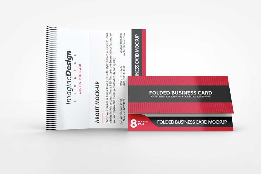 Folded Business Card Mockup V3