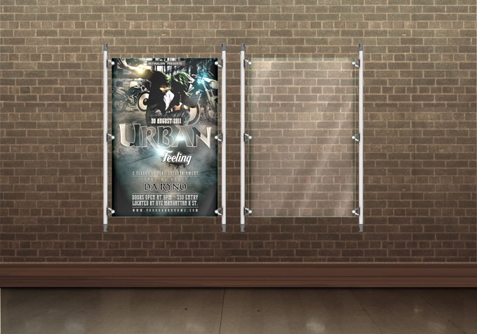 Glass Flyer and Poster Display Mockup