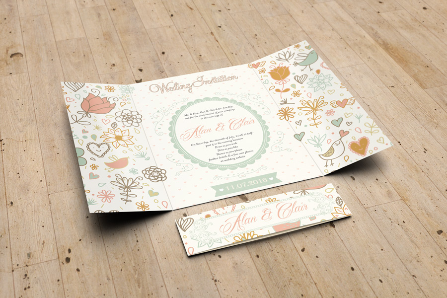 Gatefold Wedding Invitation Mockup