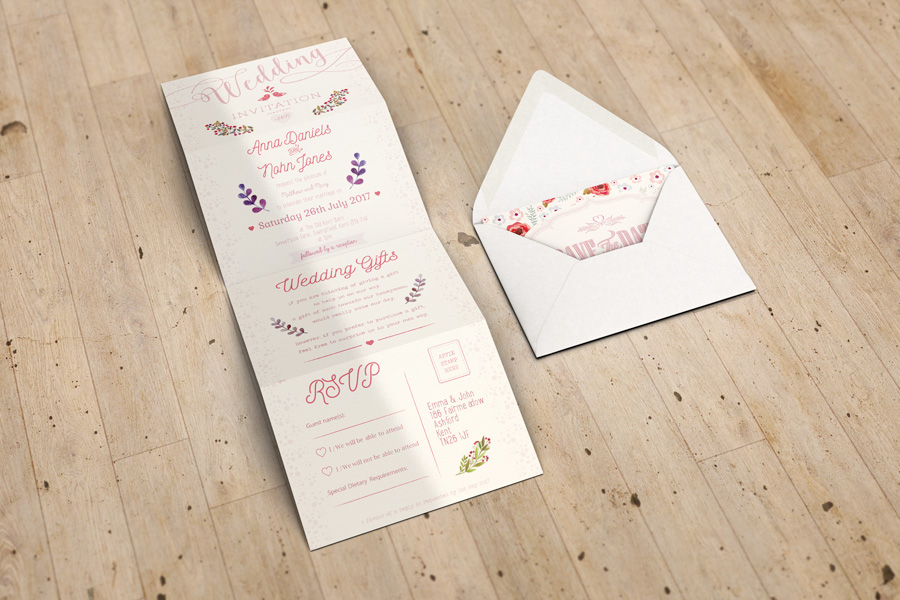 Accordion Wedding Invitation Mockup